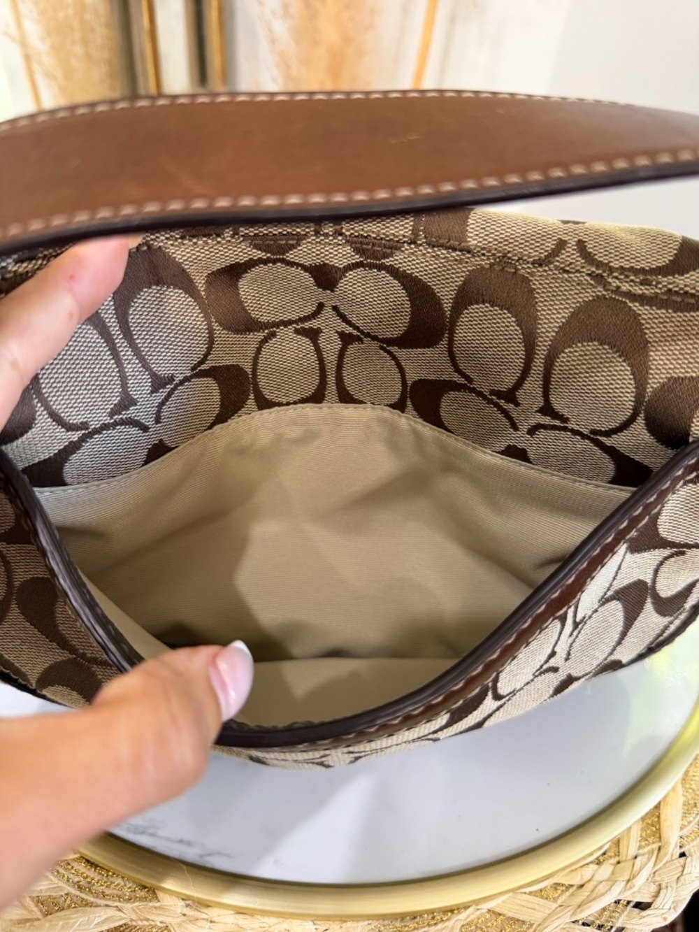 Coach Vintage Y2K Signature Brown Canvas & Leather Flap Turn-loch Shoulder Bag - Picture 12 of 14